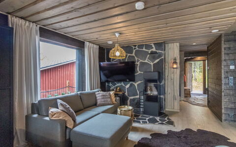 Lapland Hygge B: Wood, Home, Ceiling, Cottage, Living Room, Hardwood, Log Cabin, Natural Material, Wood Stain, Light Fixture