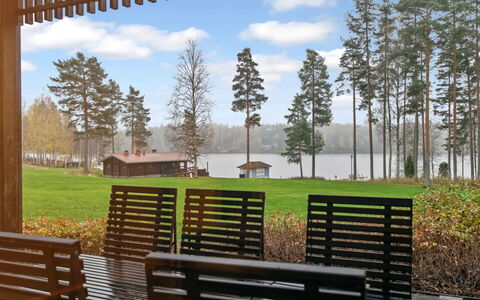 Villa Hanna: Shade, Porch, Deck, Hardwood, Eco Hotel, Landscaping, Wood Stain, Yard, Outdoor Structure, Pavilion