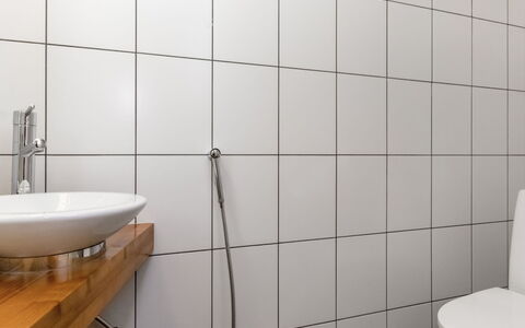 Villa Johanna: Flooring, Wall, Plumbing Fixture, Bathroom, Floor, Interior Design, Plumbing, Tile, Tap, Room