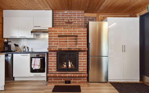 Villa Ruuska: Wall, Flooring, Interior Design, Furniture, Wood, Floor, Ceiling, Kitchen, Wood Flooring, Room