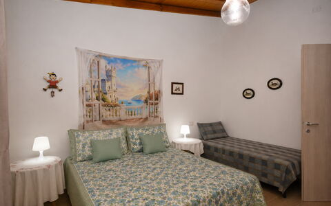 Villa Mameli: Furniture, Bed, Interior Design, Bedroom, Bedding, Bed Sheet, Floor, Linens, Flooring, Wood