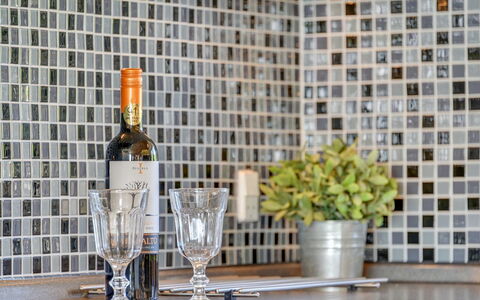 Wenke - 300M to the Fjord: Kitchen, Mosaic, Tile, Countertop, Glass, Natural Material, Design
