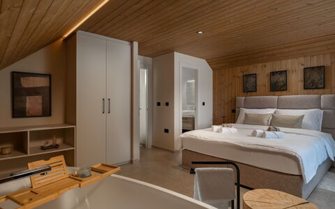 Orso: Interior Design, Furniture, Flooring, Bedroom, Wood, Ceiling, Floor, Bed, Room, Apartment