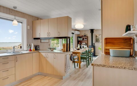 Brunetta - 200M to the Fjord: Kitchen, Countertop, Interior Design, Furniture, Kitchen Appliance, Wood, Flooring, Floor, Ceiling, Cabinetry