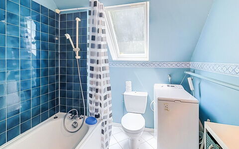 Ploemel 102: Blue, Bathroom, Plumbing Fixture, Flooring, Floor, Bathtub, Toilet, Interior Design, Plumbing, Tile