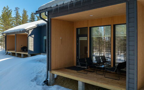 Saariselän Aavahelmi a: Wood, Cottage, Log Cabin, Forest, Shed, Garden Buildings, Larch, Woodland, Wood Stain