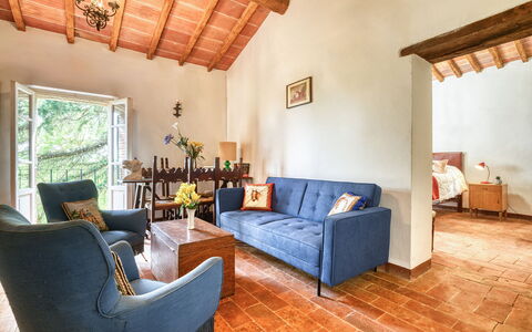 Villa the Horses: Furniture, Interior Design, Wall, Flooring, Wood, Floor, Couch, Room, Living Room, Ceiling