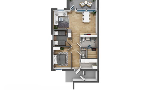 Saariselän Aavahelmi C: Interior Design, Floor, Apartment, Hardwood, Wood Flooring, Wood Stain, Design, Daylighting, Home Door, Living Room