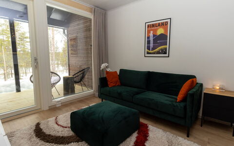 Lomapesä: Furniture, Interior Design, Flooring, Couch, Floor, Wall, Wood, Living Room, Room, Apartment