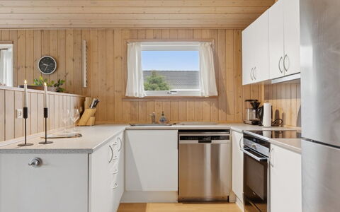 Loki - 200M from the Sea: Kitchen, Wood, Flooring, Kitchen Appliance, Countertop, Interior Design, Major Appliance, Ceiling, Floor, Cabinetry