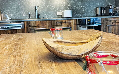 Val Signina Apt. 6-7: Flooring, Wood, Wood Flooring, Furniture, Floor, Interior Design, Countertop, Kitchen, Wood Stain, Kitchen Appliance