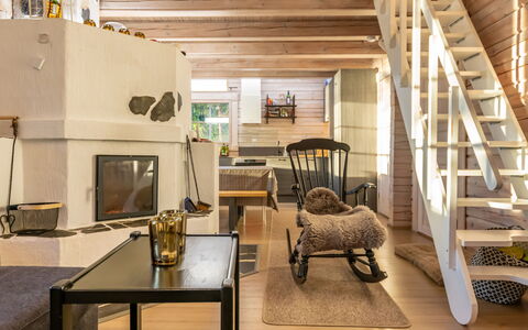 Villa Karmu: Furniture, Flooring, Interior Design, Wood, Floor, Wood Flooring, Ceiling, Room, Living Room, Home