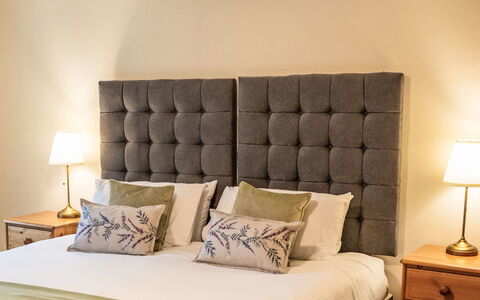 Dalnaglar Cottage: Bed, Furniture, Bedding, Bedroom, Bed Sheet, Interior Design, Linens, Wood, Room, Throw Pillow
