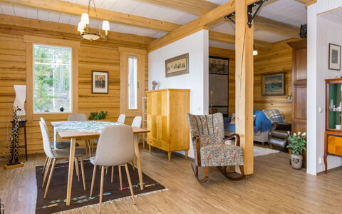 Tuulentupa: Furniture, Flooring, Interior Design, Wood Flooring, Floor, Wood, Ceiling, Chair, Room, Dining Room