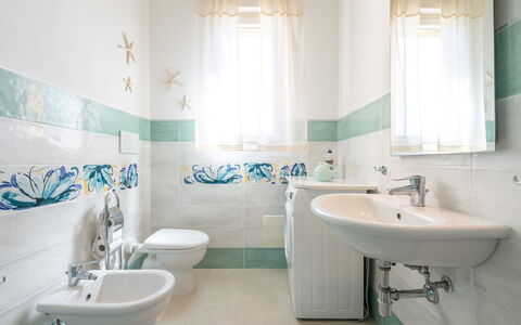 Serena: Blue, Flooring, Plumbing Fixture, Floor, Interior Design, Tile, Bathroom, Tap, Plumbing, Porcelain