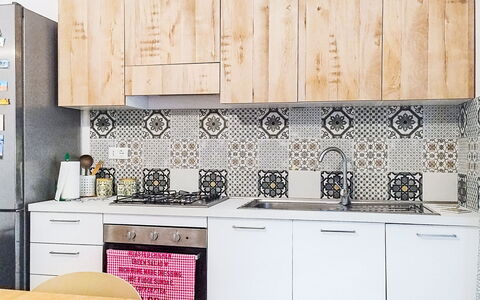 Last Sun Roccella: Flooring, Kitchen, Interior Design, Floor, Tile, Cabinetry, Room, Countertop, Cupboard