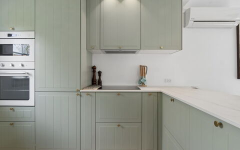 Franka - 1.1Km from the Sea: Wood, Interior Design, Flooring, Cabinetry, Kitchen, Ceiling, Floor, Kitchen Appliance, Countertop, Home