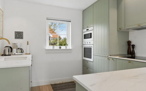 Franka - 1.1Km from the Sea: Interior Design, Flooring, Wood, Countertop, Kitchen, Ceiling, Cabinetry, Floor, Kitchen Appliance, Furniture