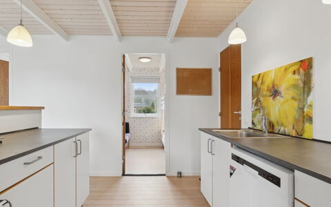 Gittel - 200M from the Sea: Kitchen, Flooring, Countertop, Interior Design, Wood, Floor, Ceiling, Cabinetry, Wood Flooring, Furniture
