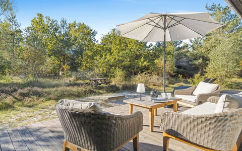 Alvilda - 200M from the Sea: Furniture, Outdoor Furniture, Tableware, Table, Drinkware, Chair, Outdoor Table, Food, Bottle