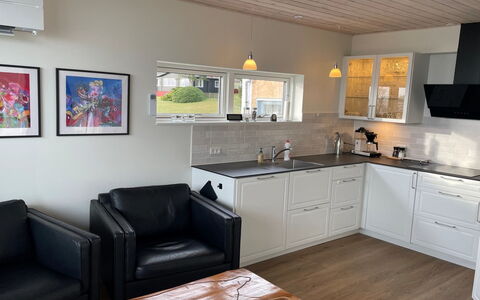 Evalina - 150M from the Sea: Furniture, Wood, Kitchen, Flooring, Countertop, Interior Design, Cabinetry, Floor, Kitchen Appliance, Major Appliance