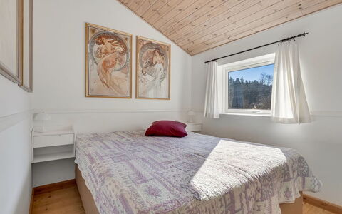 Svenne - 600M from the Sea: Bed, Bedroom, Interior Design, Wood, Ceiling, Bed Sheet, Bedding, Furniture, Floor, Flooring