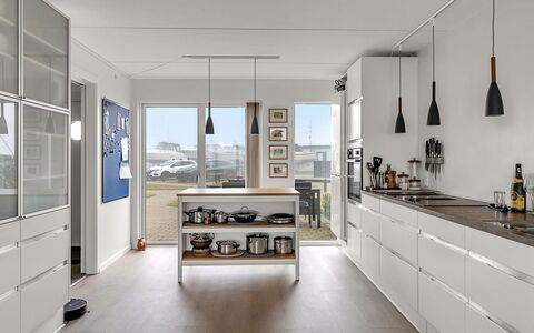 Suna - 95M from the Sea: Kitchen, Kitchen Appliance, Countertop, Furniture, Interior Design, Flooring, Cabinetry, Major Appliance, Wood, Home Appliance