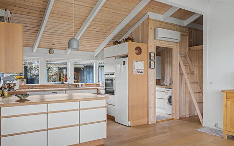 Imelda - 75M from the Sea: Flooring, Wood, Interior Design, Ceiling, Floor, Furniture, Kitchen, Wood Flooring, Light Fixture, Cabinetry