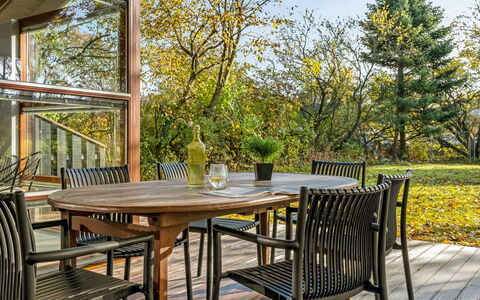 Esbern - 3.7Km from the Sea: Furniture, Outdoor Furniture, Tableware, Table, Drinkware, Chair, Outdoor Table, Food, Bottle
