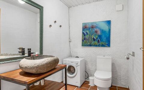 Tabetha - 24Km from the Sea: Flooring, Wall, Interior Design, Plumbing Fixture, Floor, Ceiling, Sink, Bathroom, Tap, Room