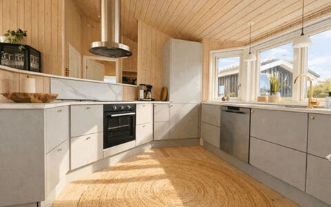 Bosse - 200M to the Fjord: Flooring, Wood, Interior Design, Ceiling, Floor, Kitchen, Countertop, Kitchen Appliance, Wood Flooring, Cabinetry