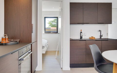 Henritte - 200M from the Sea: Interior Design, Countertop, Kitchen, Wood, Furniture, Flooring, Cabinetry, Floor, Kitchen Appliance, Room