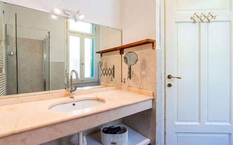 Villa Cristina: Bathroom Sink, Wall, Plumbing Fixture, Flooring, Sink, Wood, Floor, Tap, Bathroom, Interior Design