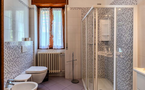 Family Home: Flooring, Floor, Plumbing Fixture, Interior Design, Bathroom, Plumbing, Tap, Tile, Room, Sink