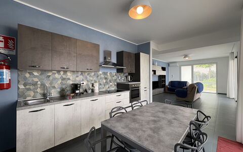 A Casa di Chica: Furniture, Interior Design, Flooring, Floor, Ceiling, Lighting, Apartment, Room, Home, Kitchen