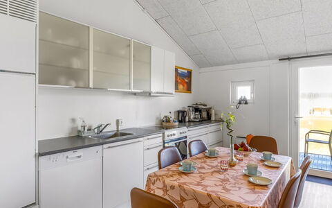 Eilika - 100M from the Sea: Kitchen, Flooring, Countertop, Interior Design, Kitchen Appliance, Major Appliance, Ceiling, Furniture, Floor, Home