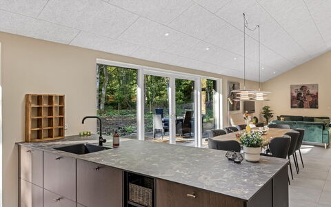 Mavis - 1.6Km from the Sea: Flooring, Wood, Ceiling, Floor, Interior Design, Furniture, Kitchen, Countertop, Light Fixture, Chair