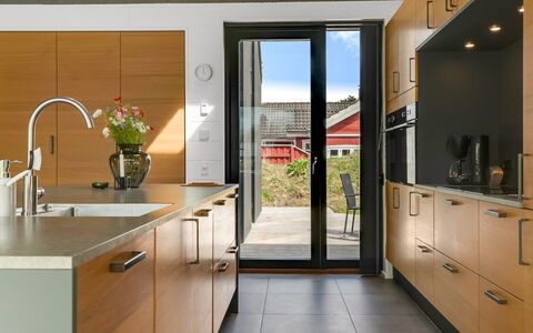 Uschi - 1Km from the Sea: Kitchen, Countertop, Cabinetry, Flooring, Furniture, Kitchen Appliance, Wood, Interior Design, Floor, Sink