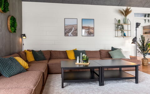 Uschi - 1Km from the Sea: Furniture, Interior Design, Couch, Flooring, Wall, Floor, Wood, Ceiling, Living Room, Room