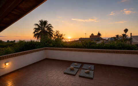 Villa Lina: Sunlight, Dusk, Shade, Evening, Eco Hotel, Landscaping, Hacienda, Walkway, Balcony