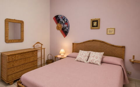 Villa Lina: Furniture, Bed, Bedroom, Bedding, Interior Design, Bed Sheet, Wood, Floor, Linens, Flooring