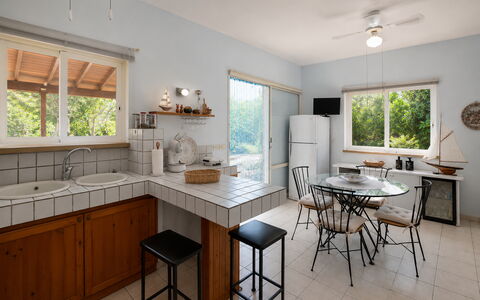 Villa Lina: Furniture, Interior Design, Flooring, Ceiling, Kitchen, Wood, Countertop, Floor, Light Fixture, Lighting