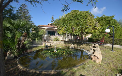 Villa Lina: Tree, Shrub, Garden, Landscaping, Water Feature, Estate, Hacienda, Shade, Backyard