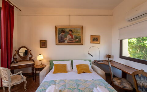 Casa dello Scrittore: Furniture, Wall, Bedroom, Bed, Interior Design, Wood, Floor, Flooring, Bed Sheet, Bedding