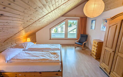 Laax 76: Furniture, Interior Design, Bed, Bedroom, Wood, Ceiling, Floor, Flooring, Room, Bed Sheet
