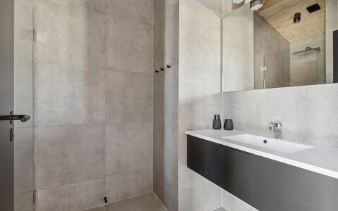 Ania - 500M from the Sea: Flooring, Wall, Floor, Plumbing Fixture, Bathroom, Interior Design, Tap, Ceiling, Plumbing, Tile