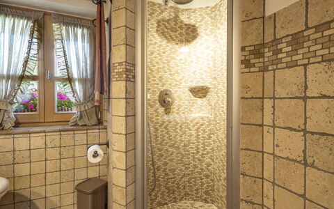 Chalet Ralon: Plumbing Fixture, Flooring, Interior Design, Floor, Bathroom, Plumbing, Tile, Tap, Ceiling, Room