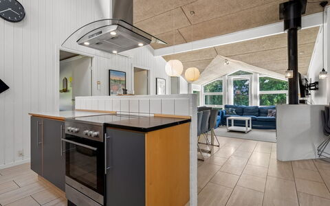 Fria - 200M from the Sea: Interior Design, Flooring, Wood, Ceiling, Light Fixture, Furniture, Kitchen, Floor, Lighting, Home Appliance