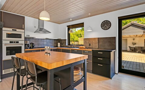 Isalie - 300M from the Sea: Furniture, Interior Design, Kitchen, Countertop, Flooring, Wood, Ceiling, Cabinetry, Floor, Light Fixture