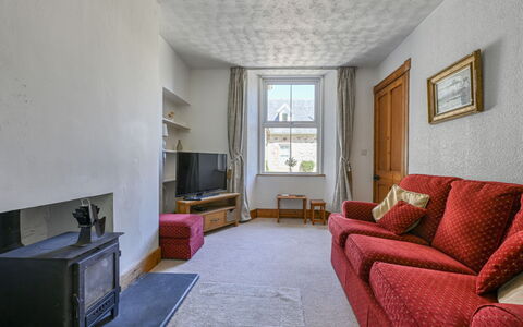 Coach House on Aigas Golf Course: Flooring, Wall, Floor, Furniture, Wood, Interior Design, Ceiling, Room, Apartment, Living Room